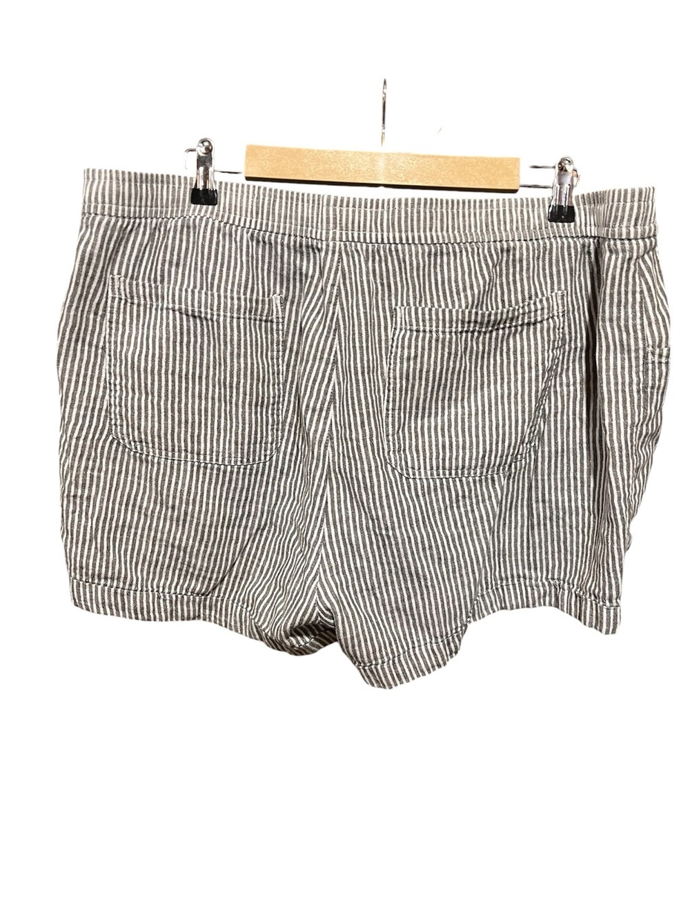Old Navy Women's Linen Blend High Waist Striped Shorts - White & Gray XL - Picture 4 of 10